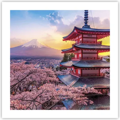 Produktbild von Poster - Poster ohne Rahmen - Fuji Choreito Pagode - 50x50 cm - Wand Bild - Wanddeko - Wandbilder - Kunstposter - Wandposter - Bilder - Kunstdruck - Wanddekoration - Wandbild - P2XAC50x50-4547