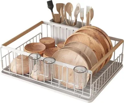 Produktbild von Wasserabtropfteller - Wasserabtropfbehälter - Besteckabstellhalter - Wasserabtropfbehälter - 43 × 32 × 14 cm - Weiß