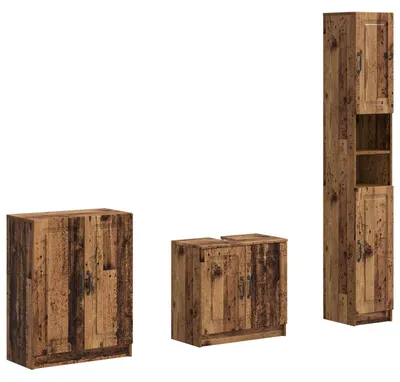 Immagine prodotto di Sistema di mobili da bagno a 3 pezzi, modello UTRECHT, in legno di recupero
