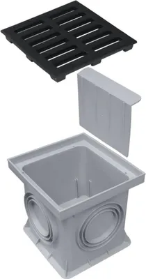 Produktbild von Marley Einlaufschacht 200x200mm mit Gussrost + Geruchsverschluss Hofablauf Bodenablauf