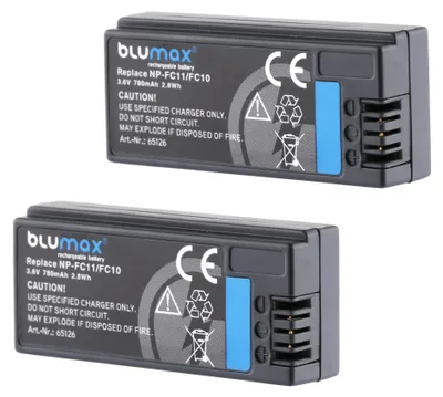 Produktbild von 2x Blumax Akku für Sony  NP-FC10 NP-FC11 Cyber-shot  DSC-P8L 780 mAh (3,6V)