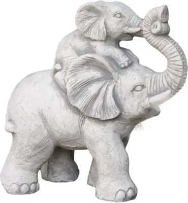 Immagine prodotto di Bellissimo elefante in pietra fusa con bambino Nuovo Resistente al gelo e alle intemperie JA-082