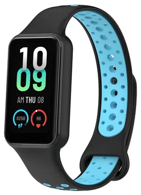 Produktbild von Amazfit Band 7 Zweifarbiges Silikon Sport Armband Schwarz / Blau Ersatz Armband