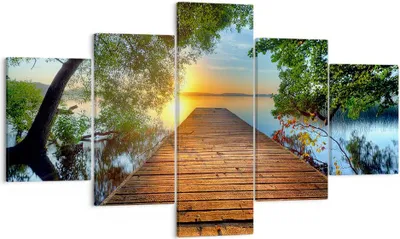 Produktbild von Bild auf Leinwand - Leinwandbild - Brücke See - 125x70cm - Wand Bild - Wanddeko - Wandbilder - Leinwanddruck - Bilder - Kunstdruck - Wanddekoration - Leinwand bilder - Wandkunst - EA125x70-3528