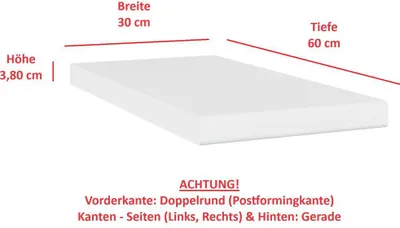 Produktbild von Küchen Arbeitsplatte 30 cm breit, 38 mm Stark, Weiss matt Küche Aria