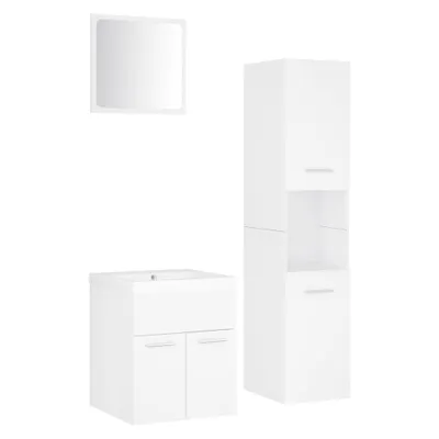 Image de vidaXL Ensemble de meubles de salle de bain blanc en bois composite