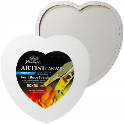 Produktbild von Leinwand Herz 50cm Phoenix Künstler Keilrahmen Baumwolle Malgrund Herzform