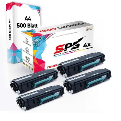 Produktbild von Druckerpapier A4 + 4x Multipack Set Kompatibel für Lexmark Optra E 360 DN (E260A21E) Toner Schwarz