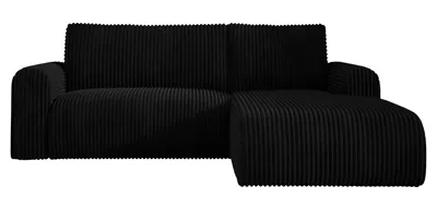 Produktbild von Ecksofa Cord MANDY 180x285 cm mit Schlaffunktion Schwarz TILIA 100 Rechts, Eckcouch mit Bettkasten, Sofa L-Form, Polsterecke, Wohnlandschaft