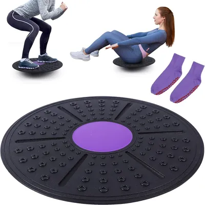 Produktbild von Balance Board, Wackelbrett, Ø 36 cm, Gleichgewichtstrainer für Erwachsene und Kinder, geeignet zur Stärkung der Stabilität und zum Ganzkörpertraining