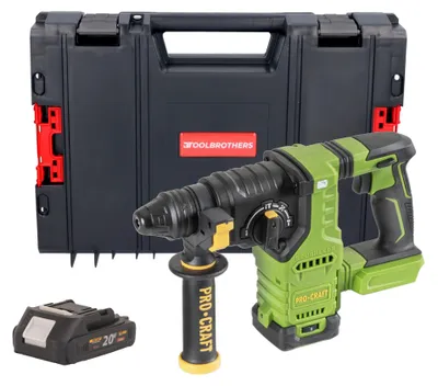 Produktbild von Procraft PHA30bb Akku Bohrhammer 20 V 2,8 J SDS plus Brushless + 1x Akku 2,0 Ah + RHINO Toolcase - ohne Ladegerät