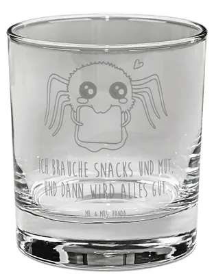 Produktbild von Mr. & Mrs. Panda Glas Spinne Agathe Sandwich - Transparent - Geschenk, Hunger, Hungrig, gravur, Longdrinkglas, Glück, Lebensfreude, Cocktailglas, Alles Wird gut, Tumbler