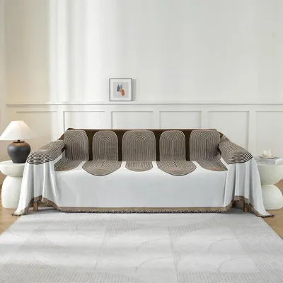 Produktbild von Sofa Überwurfdecke 180x380cm Chenille Dunkelkaffee 4-Sitzer