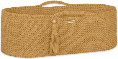 Produktbild von Handgemachter Boho-Baumwoll-Moseskorb mit Matratze - Senf