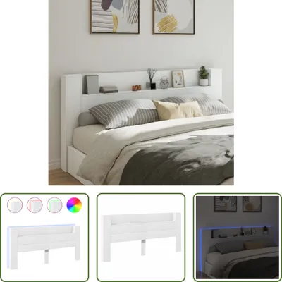 Produktbild von The Living Store LED-Kopfteil mit Ablagen Weiß 220x16,5x103,5 cm