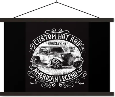 Produktbild von MuchoWow® Textilposter Mancave - Oldtimer - Auto - Retro 150x100 cm mit schwarzem Rahmen - Schlafzimmer