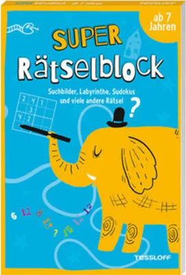 Obrázek produktu pro Super Rätselblock ab 7 Jahren. Suchbilder, Labyrinthe, Sudokus und viele andere Rätsel