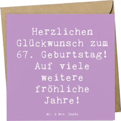 Produktbild von Mr. & Mrs. Panda Grußkarte Spruch 67. Geburtstag Freude - Lavendeltraum - Geschenk, fröhliche Jahre, Happy Birthday, faltkarte, Glückwünsche, Glückwunschkarte, Klappkarte