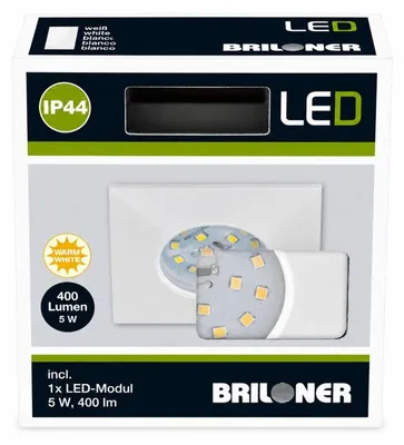 Productafbeelding van Briloner LED inbouwlamp, vierkant, wit, 5W, 400lm, 3000K, IP44, Ø60mm, artikelnummer 7205-016