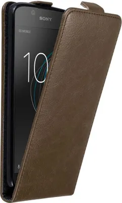Produktbild von Cadorabo Hülle für Sony Xperia L1 Schutz Hülle in Braun Flip Etui Handyhülle Case Cover