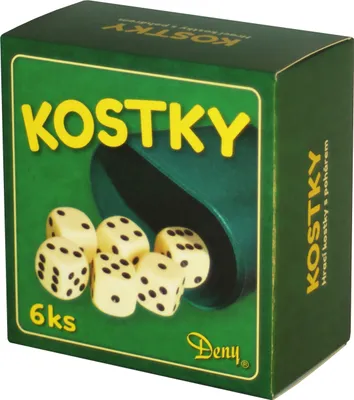 Obrázek produktu pro Hrací kostky bílé 6 ks s kelímkem v krabičce