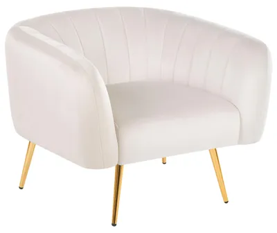 Obrázek produktu pro BELIANI Křeslo krémově bílé samet zlatý kovový rám s kulatou opěrkou Glamour Styl obývák