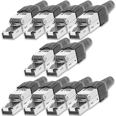 Produktbild von NEXMEX 10x Netzwerkstecker Cat 7 CAT7 RJ45 Stecker Werkzeuglos Metall 10GBit/s