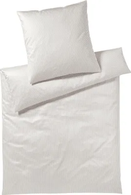 Produktbild von elegante Mako-Satin-Bettwäsche-Garnitur Hamburger Streifen Farbe Greige Größe 200x220cm+2x70x90cm