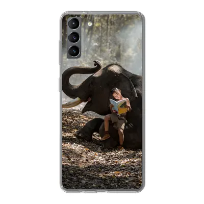 Produktbild von MuchoWow® Handyhülle Schutzhülle Hülle für Samsung Galaxy S21 Plus Elefant - Junge - Buch - Wald - Tiere - Natur Silikon Softcase Handy Hülle - Handy-Tasche