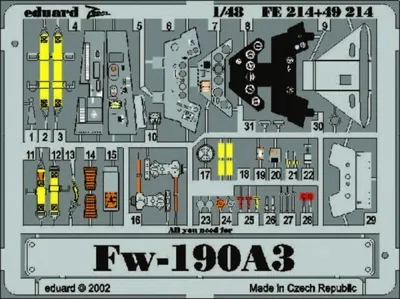 Produktbild von Eduard Accessories Fw 190A-3 1:48 FE214