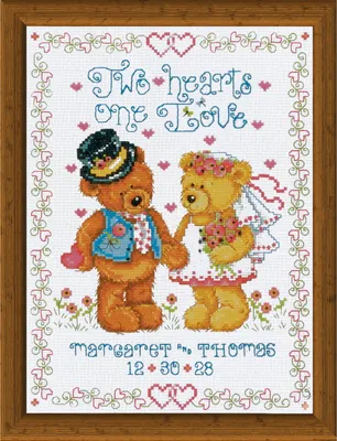 Obrázok produktu pre Balenie výšiviek krížikom "Dve srdcia", počítanie vzoru, 20x25cm