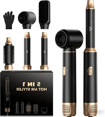 Produktbild von 5 in 1 Air Styler Set 5 in 1 Haarstyler Set Mit Rundbürstenföhn Warmluftbürste Föhn Lockenstab Für Glätten, Trocknen, Volumen, Locken, Geschenkset