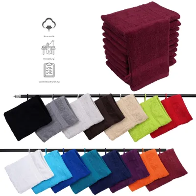 Produktbild von 5er Set Frottee Waschhandschuhe Elegance 16x21 cm 100% Baumwolle 500 gsm Waschhandschuh bordeaux