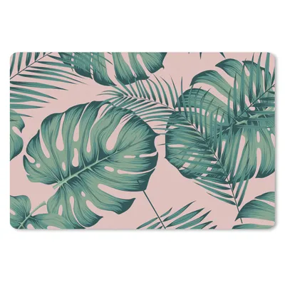 Produktbild von MuchoWow® Schreibtischunterlage Blätter - Rosa - Muster - Mädchen - Kinder - Grün - Kind 60x40 cm - XXL Mauspad - Großes Mauspad