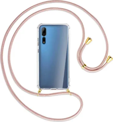 Produktbild von Handykette Backcover-Schutzhülle mit Band (Metall goldfarben) für ZTE Axon 10 Pro - roségold