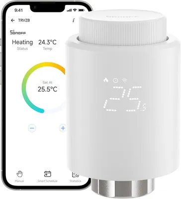 Produktbild von SONOFF Smart Heizkörperthermostat TRVZB, Smart Heizungsthermostat mit App-Funktion, Zigbee Thermostat Benötigt Zigbee 3.0 Hub, kompatibel mit Amazon Alexa/Home Assistant