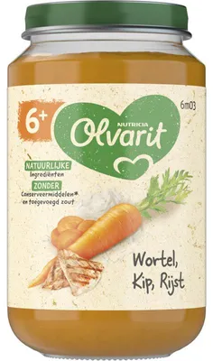 Immagine prodotto di Porridge per neonati Olvarit Wortel, pollo e riso a partire da 6 mesi, 200 g - ricco di sostanze nutritive