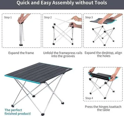 Produktbild von Aluminium Picknicktafel für den Campinggebrauch, inklapbar, Balkontafel, 41 x 34,5 x 29 cm