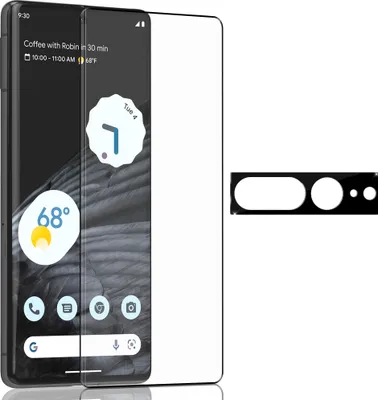 Produktbild von 1-Pack Google Pixel 7 Pro Displayschutzfolie & 1-Pack Kameraschutz - Gehärtetes Glas 9H - Super Qualität 3D