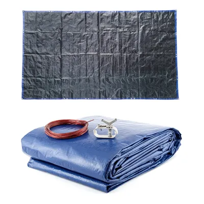 Produktbild von HomeBee® Winter Poolabdeckung, Sommer Poolabdeckung, 2-in-1 Poolplane aus 200g/m² PE Material, UV-resistente Abdeckplane Rechteckig 460 cm x 260 cm