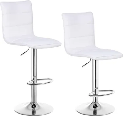 Produktbild von WOLTU Barhocker 2er Set Designer Hocker, pflegeleichter Kunstleder Stahl, Antirutschgummi, Weiß