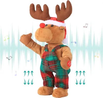 Productafbeelding van Zingende dansende kerstman pop muzikale rudolph rendier - Knuffel Animatie Twerking Kerstman Rendier Speelgoed