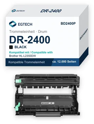 Produktbild von Trommel kompatibel mit Brother DR-2400 HL-L2350DW DCP-L2510D MFC-L2710DN Schwarz