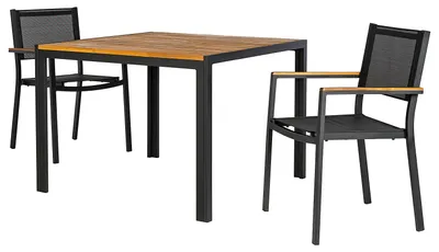 Produktbild von home24 Gartenessgruppe - 3-teilig - Akazie Massiv / Aluminium - Braun / Schwarz