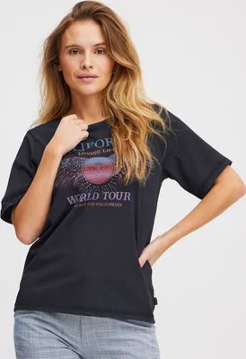 Produktbild von Pulz Jeans PZBRIELLE Damen T-Shirt Shirt mit Print Rundhals 100% Baumwolle Regular fit