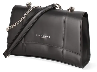 Produktbild von John Richmond Damen Schultertasche, Schwarz, aus geripptem Leder mit verstellbarem Trageriemen