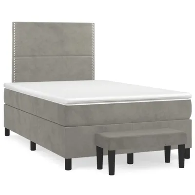 Produktbild von vidaXL Boxspringbett mit Matratze Hellgrau 120x200 cm Samt