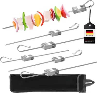 Produktbild von bremermann Grillspieße 6er-Set, integrierter Schieber, Edelstahl, inkl. Tasche