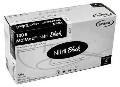 Produktbild von Maimed Black Nitril Handschuhe puderfrei schwarz 100 Stück Gr. S