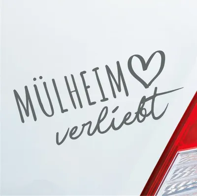 Produktbild von Auto Aufkleber Hellweg Druckerei Mülheim verliebt Herz Stadt Heimat Liebe Car 19x19 cm Grau Sticker Heckscheibenaufkleber